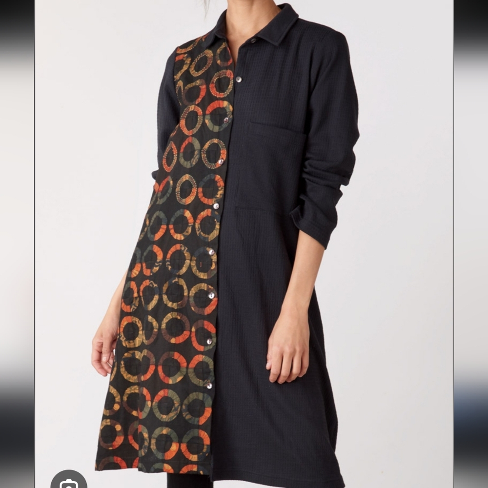 MarketPlace Handwork of India Suneera Upcycled Patchwork Long Shirt Size Small